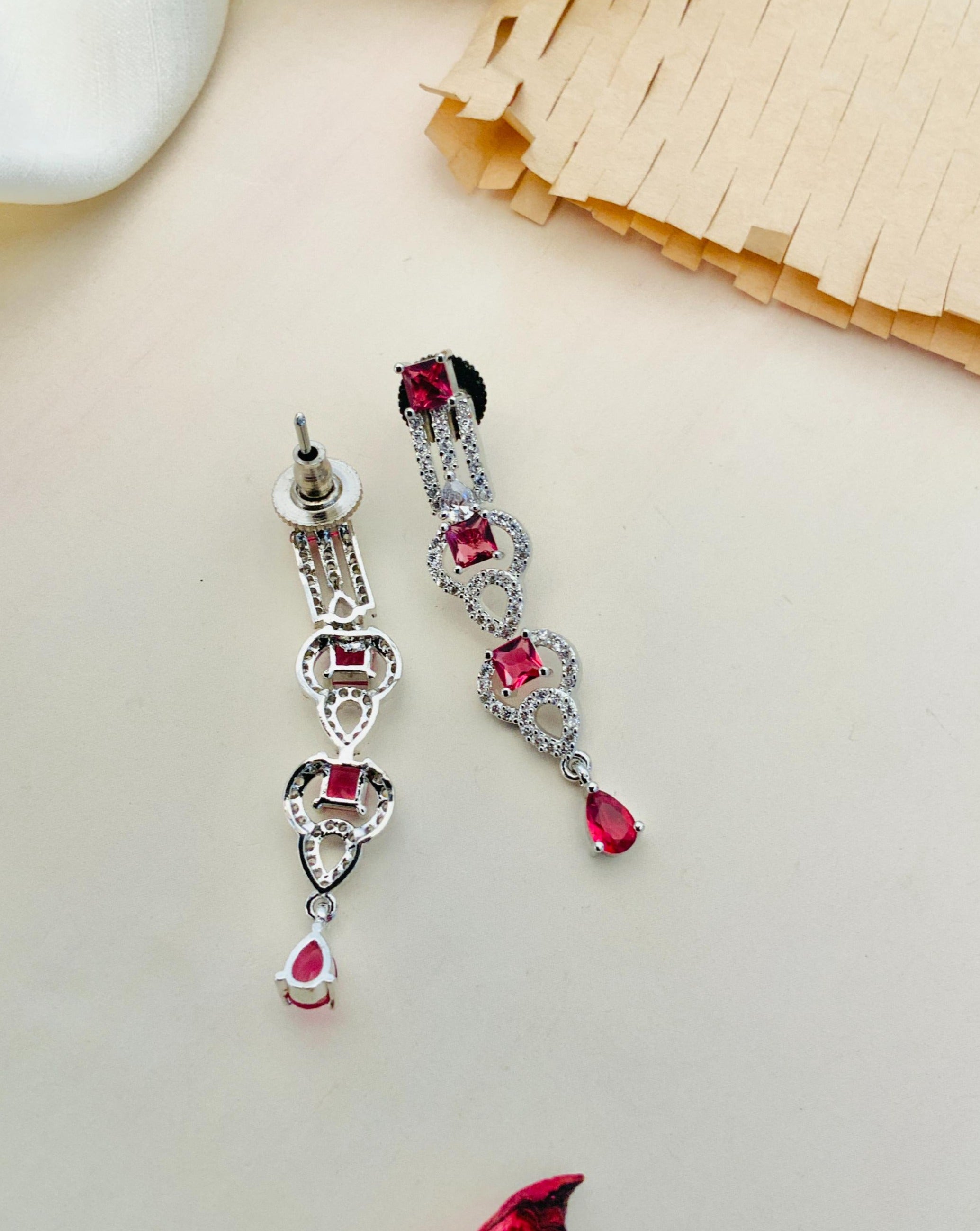 Premium Silver Plated American Diamond Necklace Set