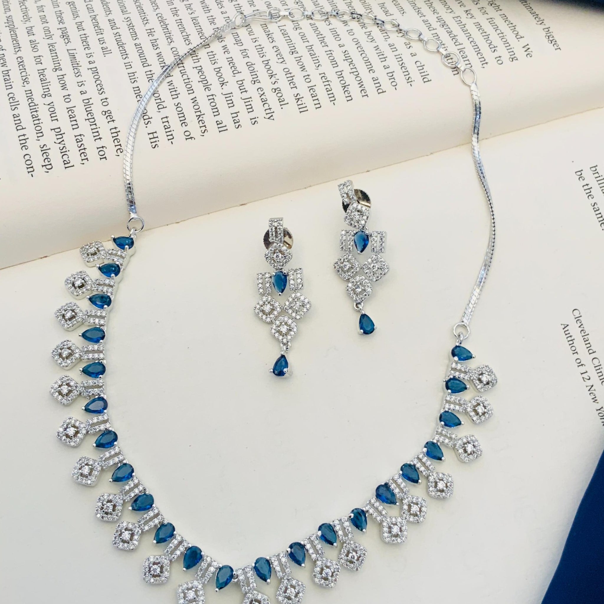 Silver Plated American Diamond Necklace Set