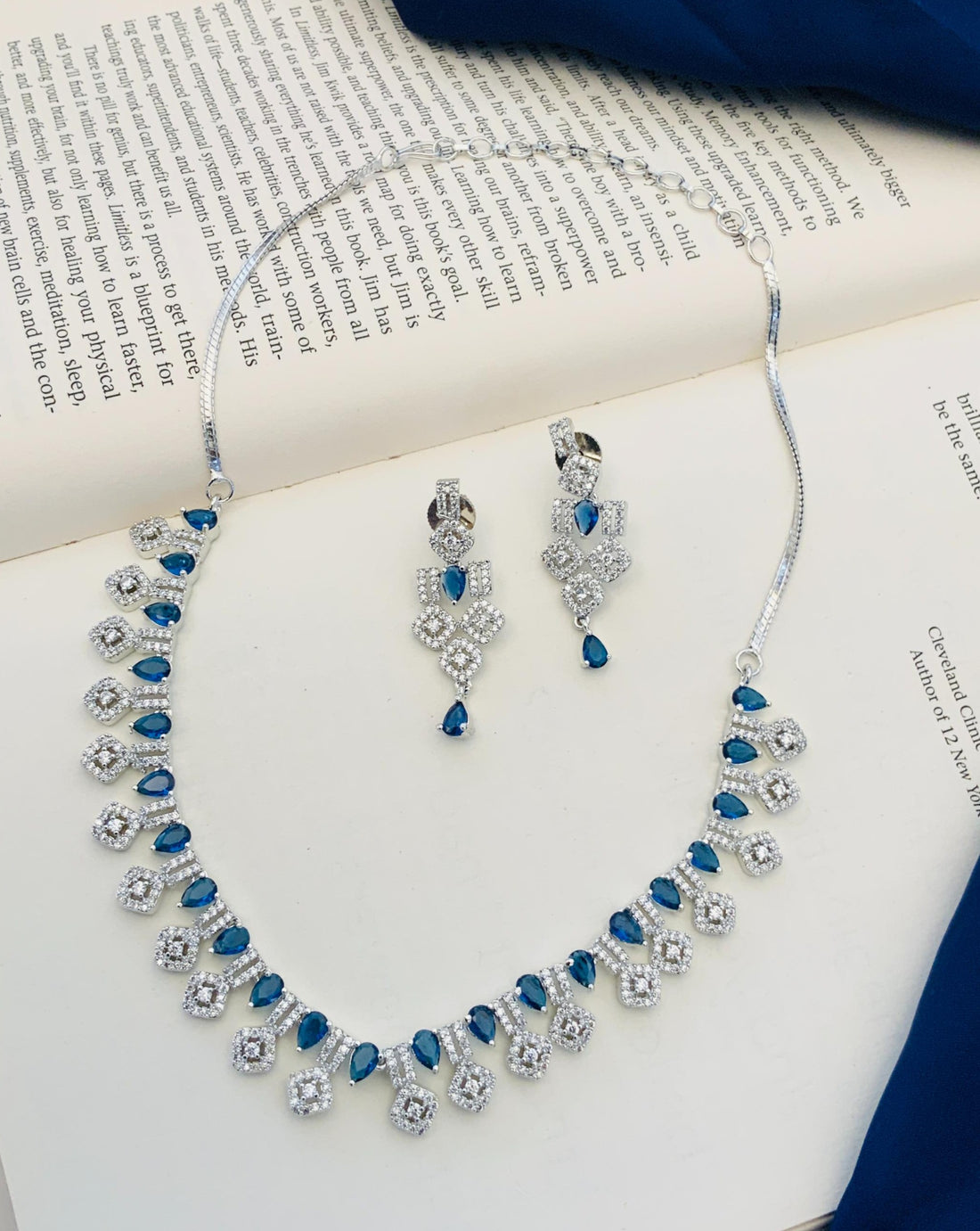 Silver Plated American Diamond Necklace Set