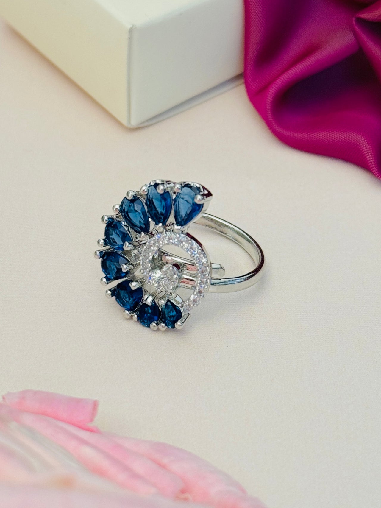 Silver Plated Party Zircon Cocktail Ring