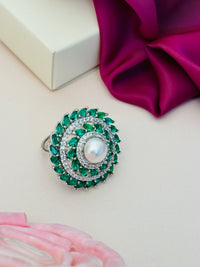 Thumbnail for Exotic Silver Plated Uncut Zircon Cocktail Ring
