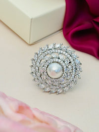 Thumbnail for Exotic Silver Plated Uncut Zircon Cocktail Ring