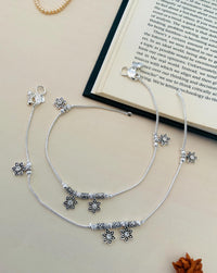 Thumbnail for Cute Flower Pattern Silver Anklets - Abdesignsjewellery