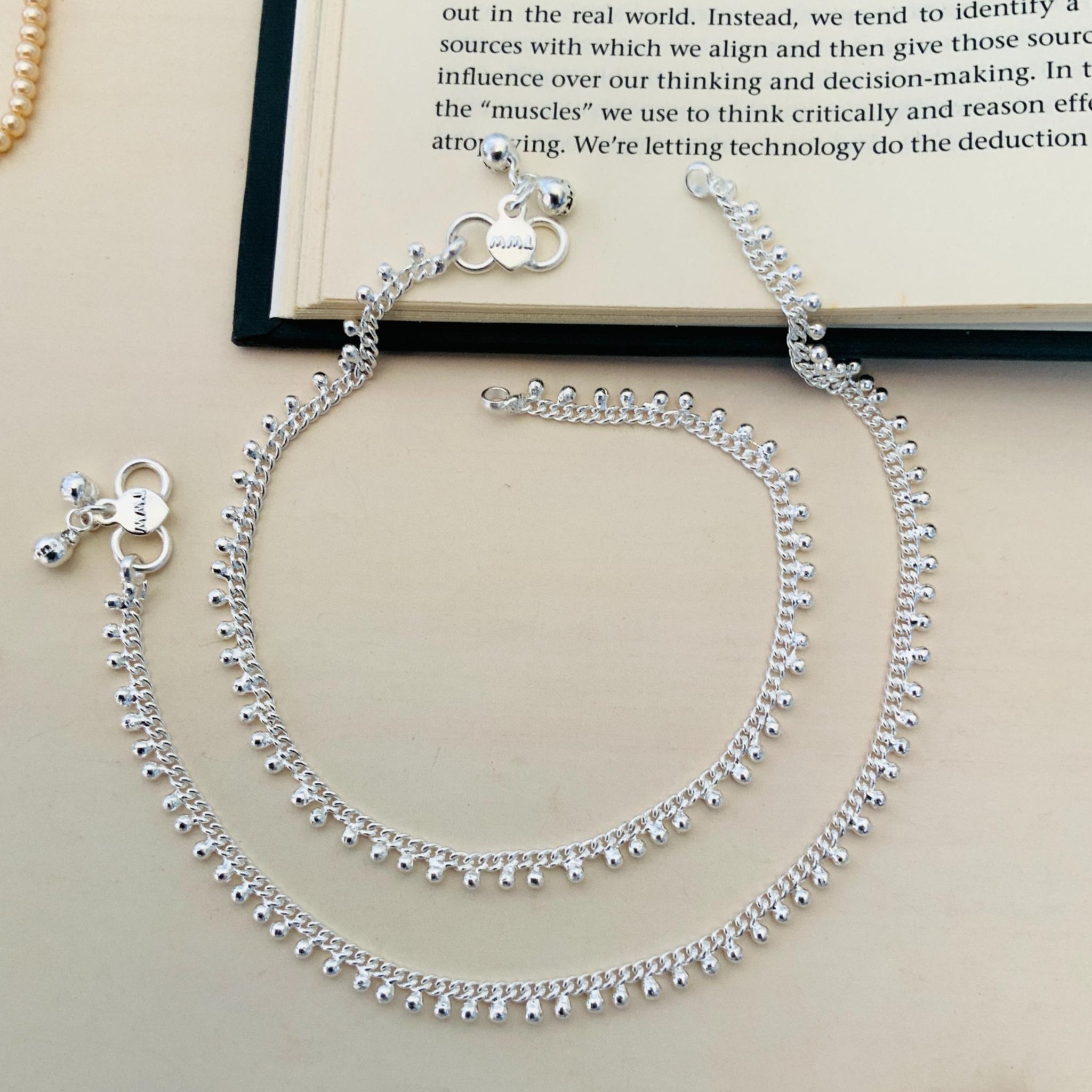 Elegant Silver Plated Gungru Anklet - Abdesignsjewellery
