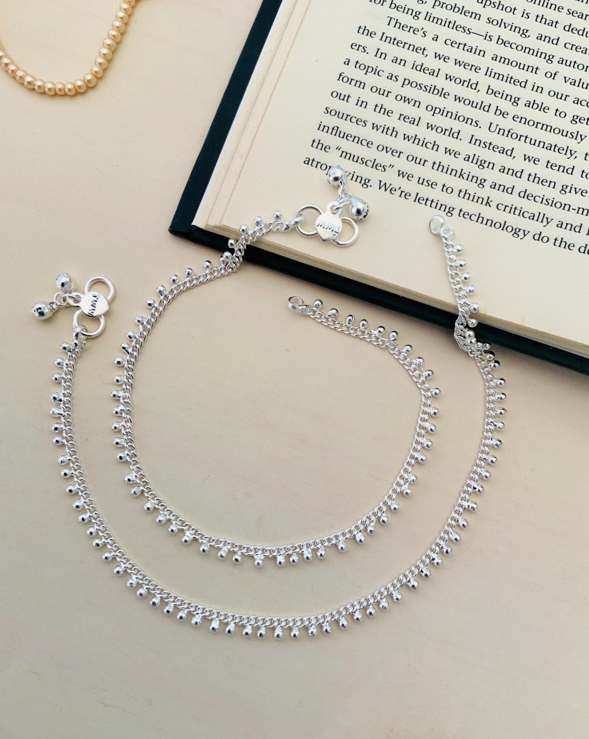 Elegant Silver Plated Gungru Anklet - Abdesignsjewellery