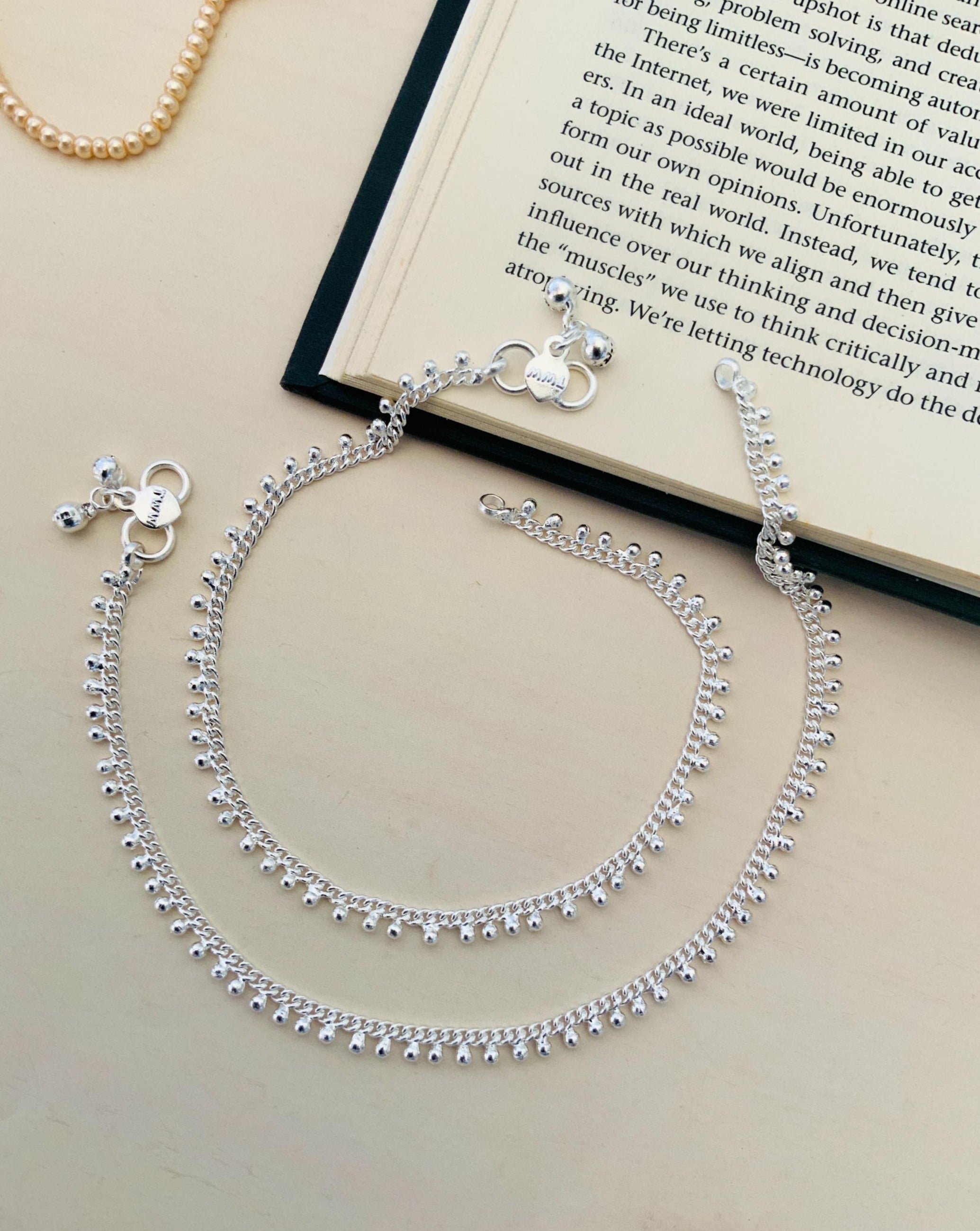 Elegant Silver Plated Gungru Anklet - Abdesignsjewellery