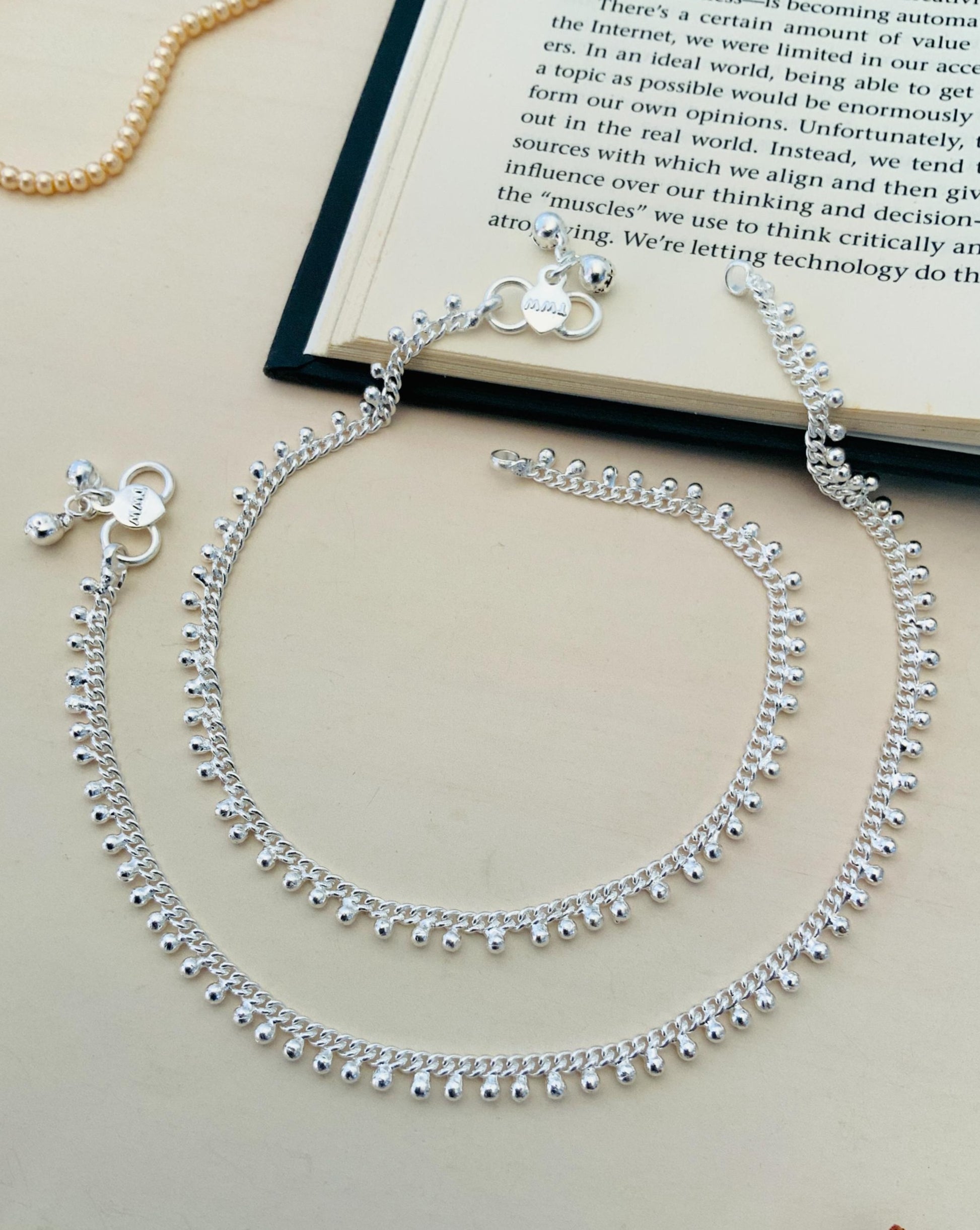 Elegant Silver Plated Gungru Anklet - Abdesignsjewellery