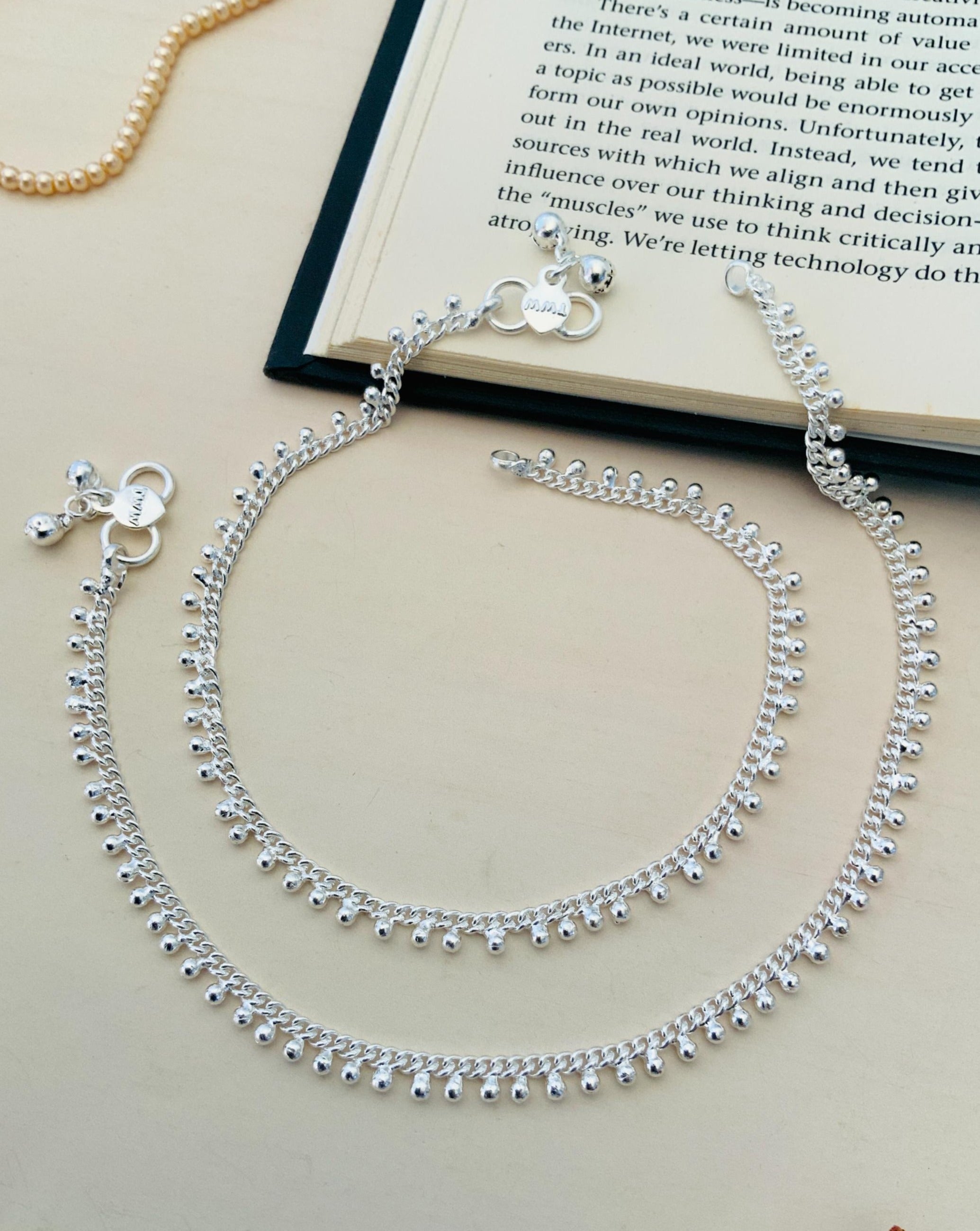 Elegant Silver Plated Gungru Anklet - Abdesignsjewellery