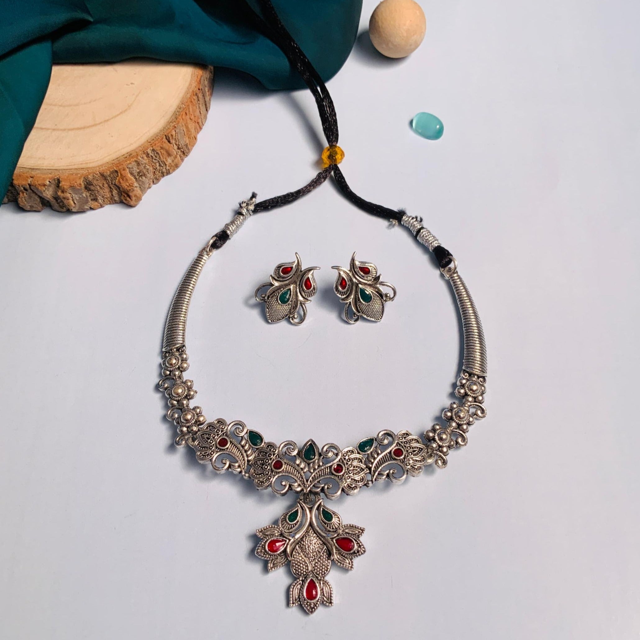 Beautiful German Silver Necklace And Earring - Abdesignsjewellery