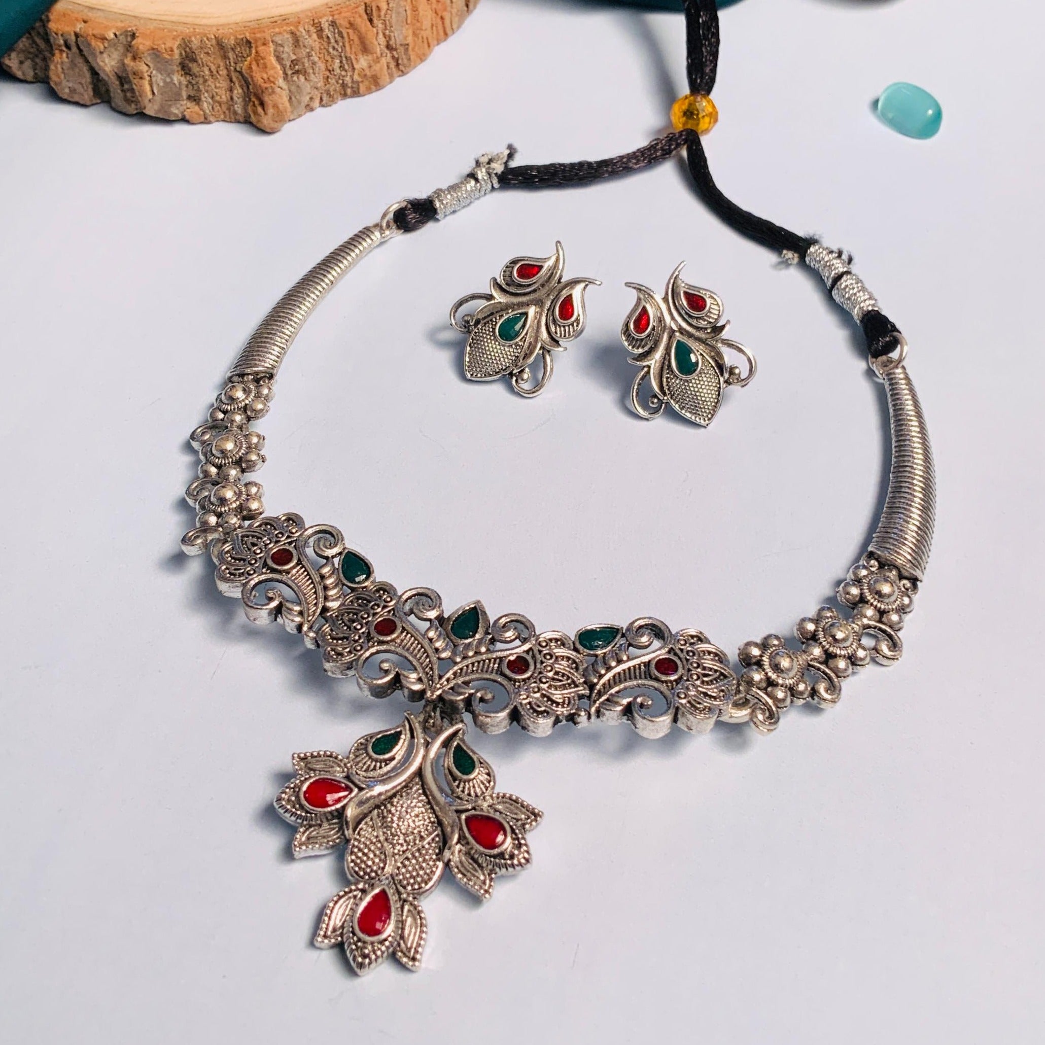 Beautiful German Silver Necklace And Earring - Abdesignsjewellery