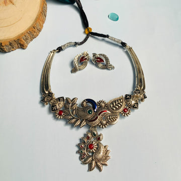 Elegant German Silver Necklace And Earring - Abdesignsjewellery