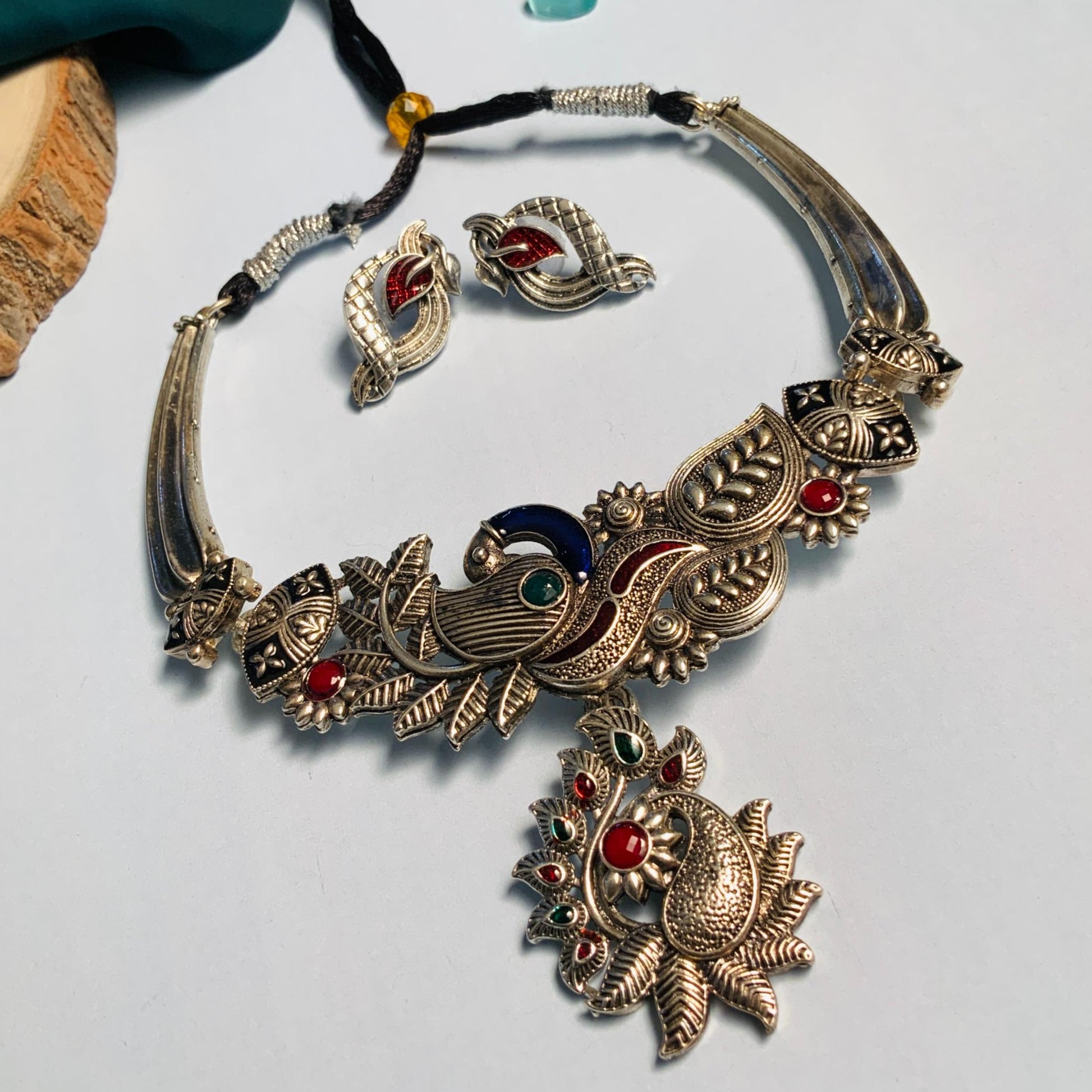 Elegant German Silver Necklace And Earring - Abdesignsjewellery