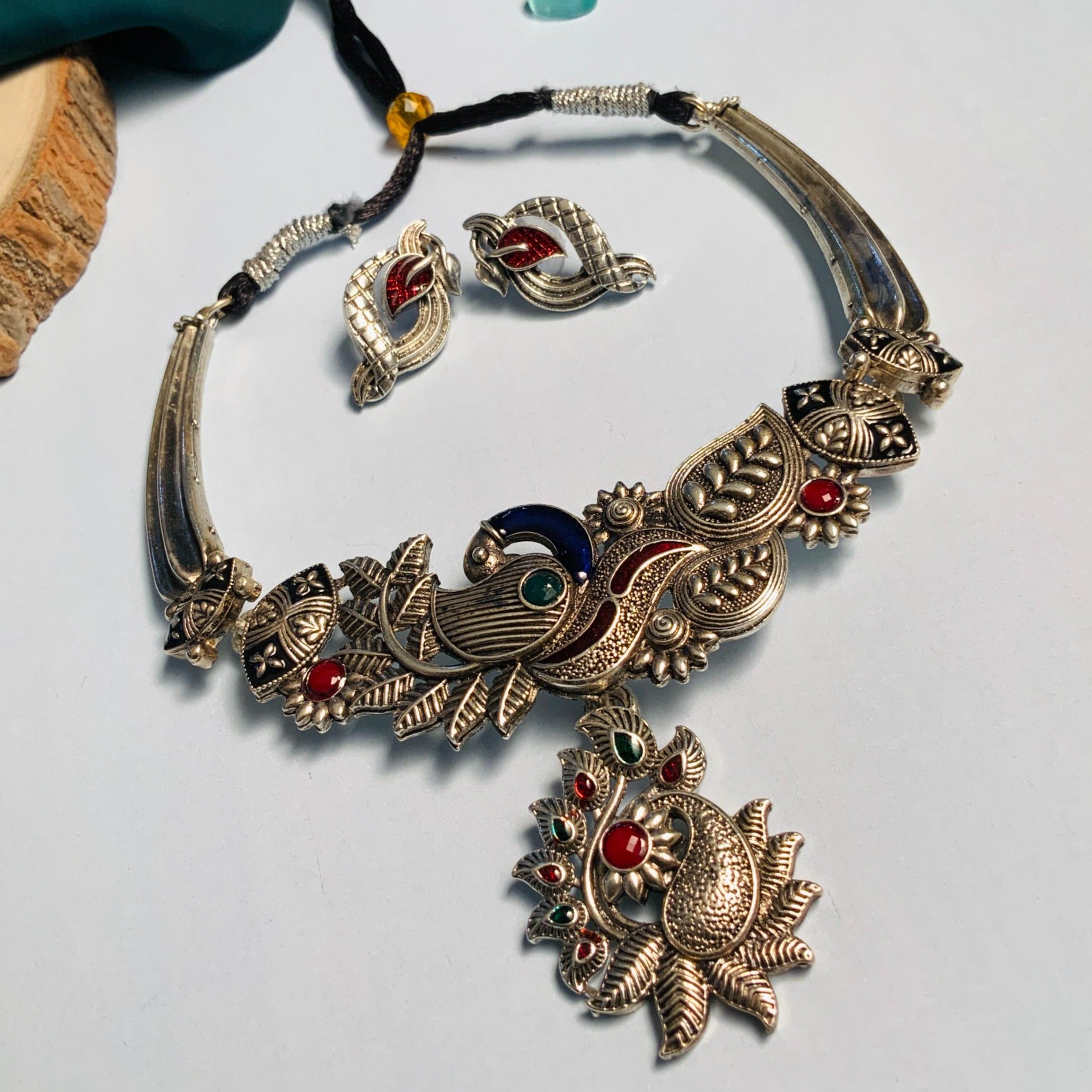 Elegant German Silver Necklace And Earring - Abdesignsjewellery