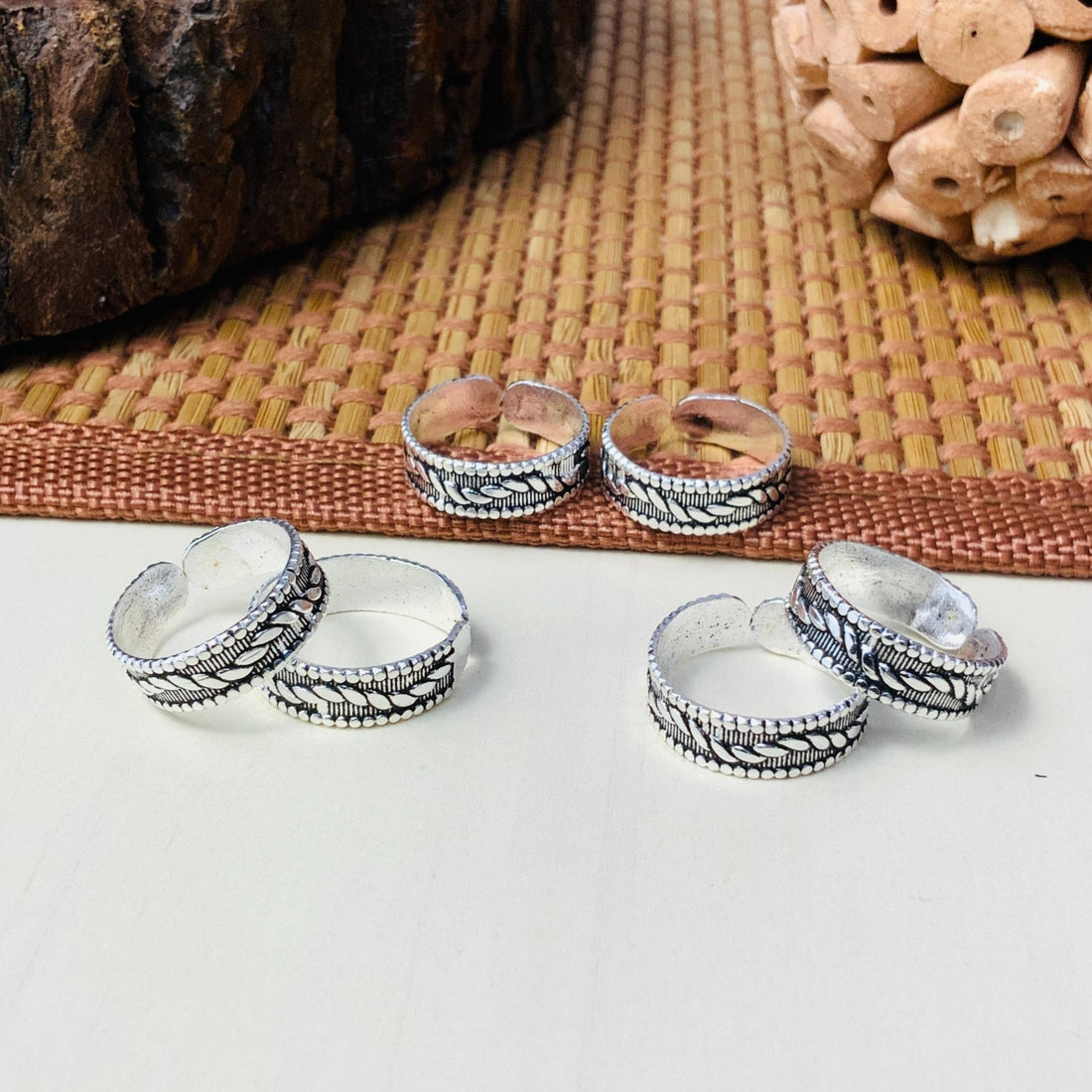 Stunning Silver Oxidised Pack of 3 Pairs Toe Rings Combo - Abdesignsjewellery
