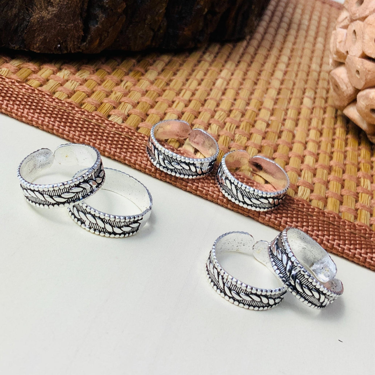 Stunning Silver Oxidised Pack of 3 Pairs Toe Rings Combo - Abdesignsjewellery