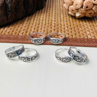 Thumbnail for Alluring Silver Oxidised Pack of 3 Pairs Toe Rings Combo - Abdesignsjewellery