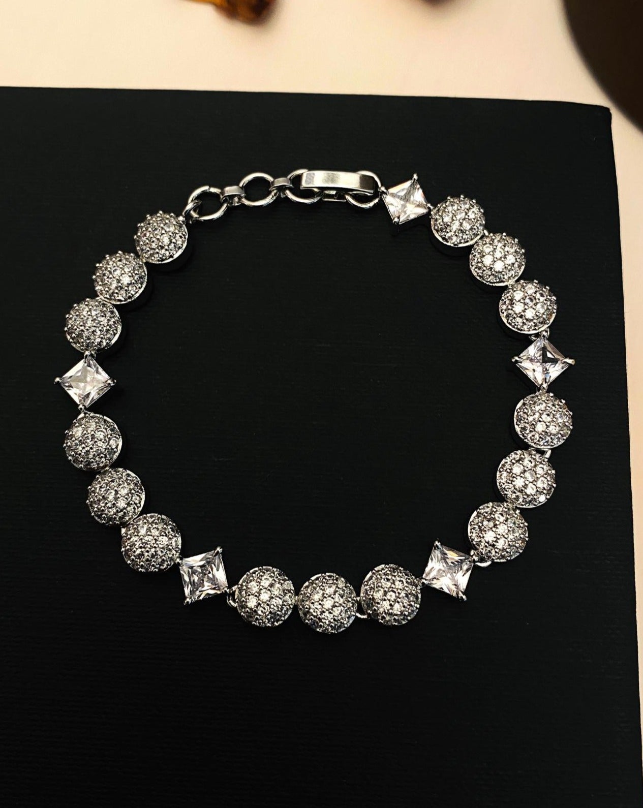 Delightful Silver American Diamond Bracelet - Abdesignsjewellery
