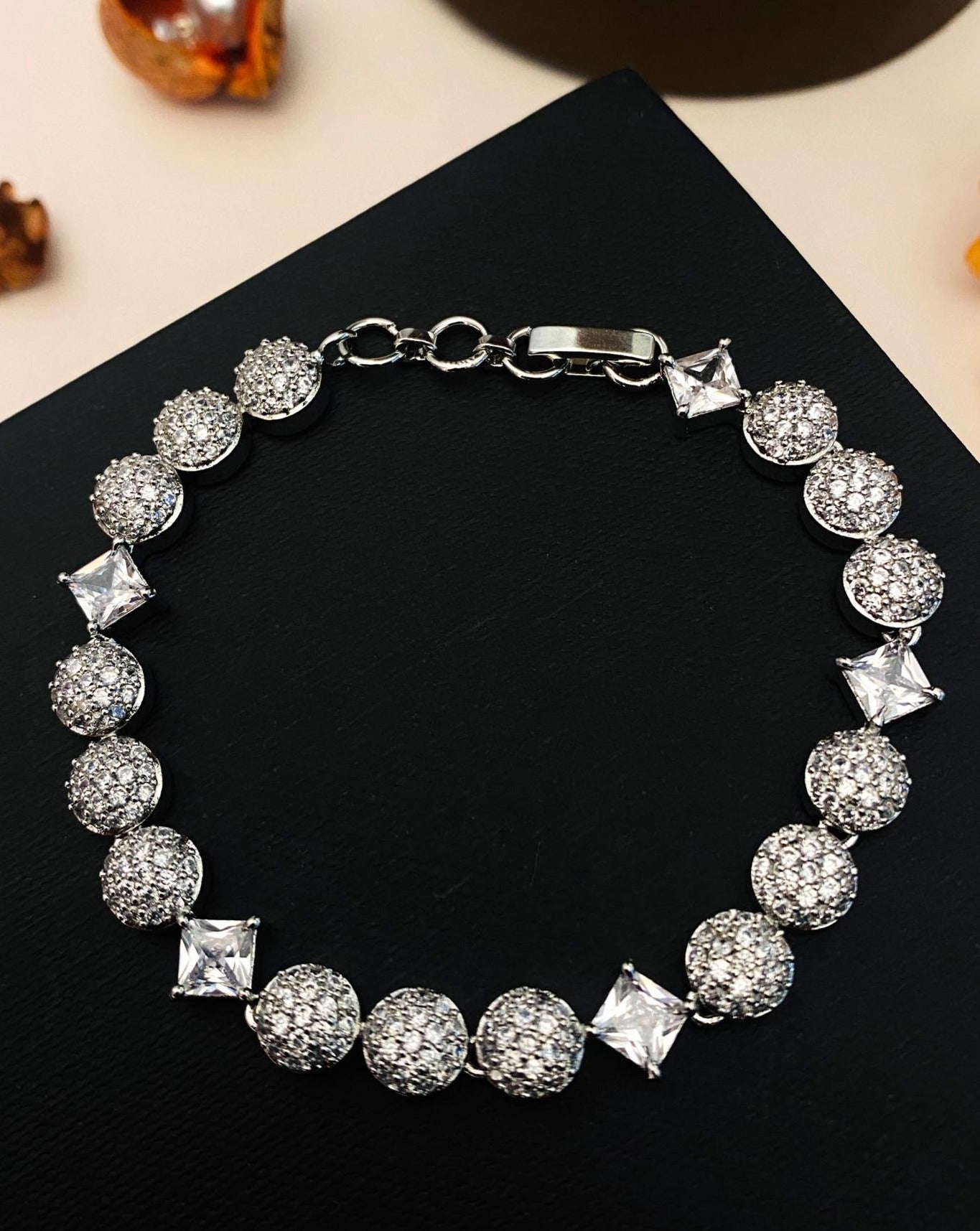 Delightful Silver American Diamond Bracelet - Abdesignsjewellery