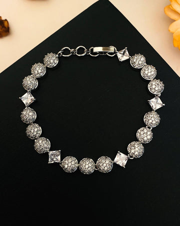 Delightful Silver American Diamond Bracelet - Abdesignsjewellery