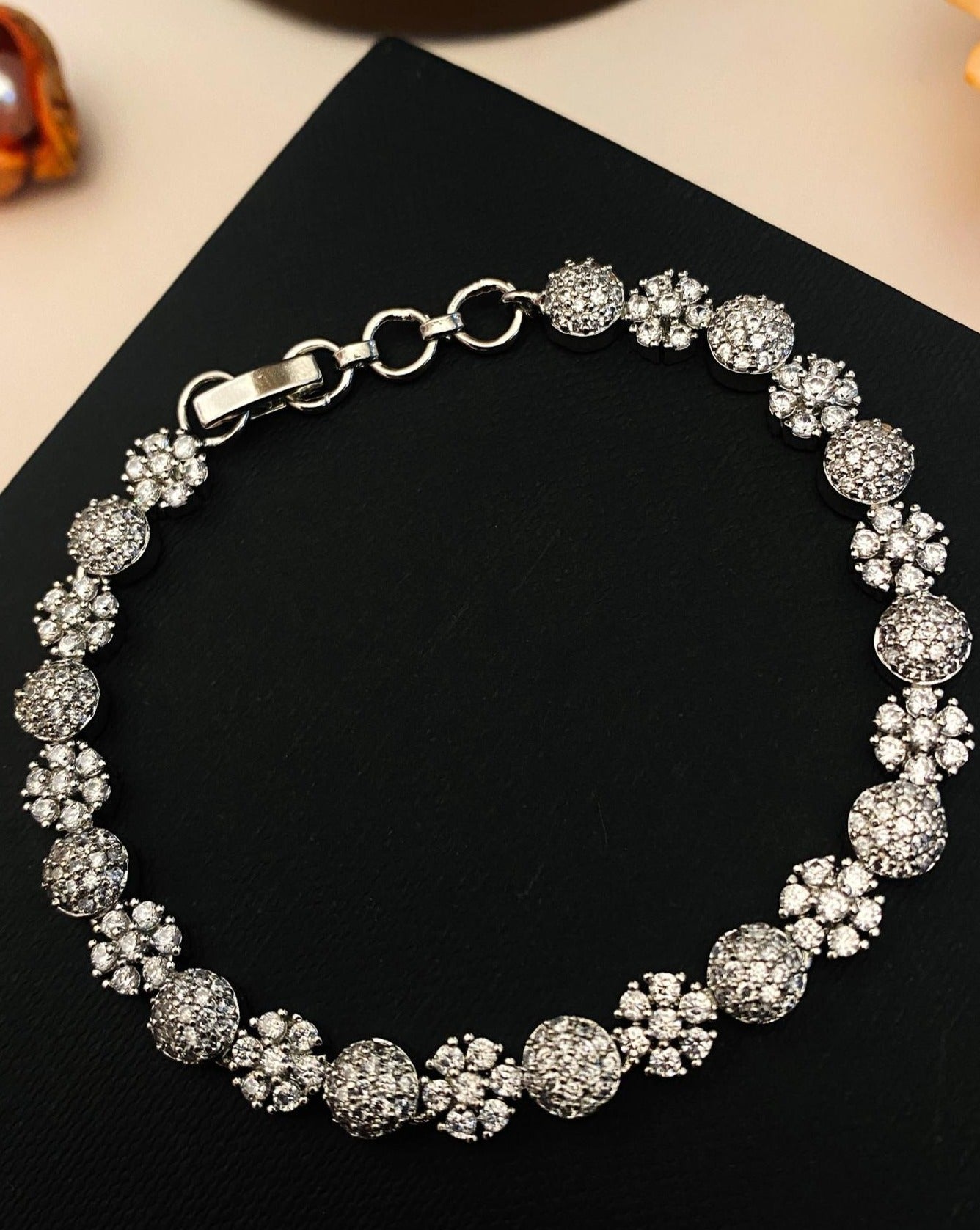 Attractive Silver American Diamond Bracelet - Abdesignsjewellery