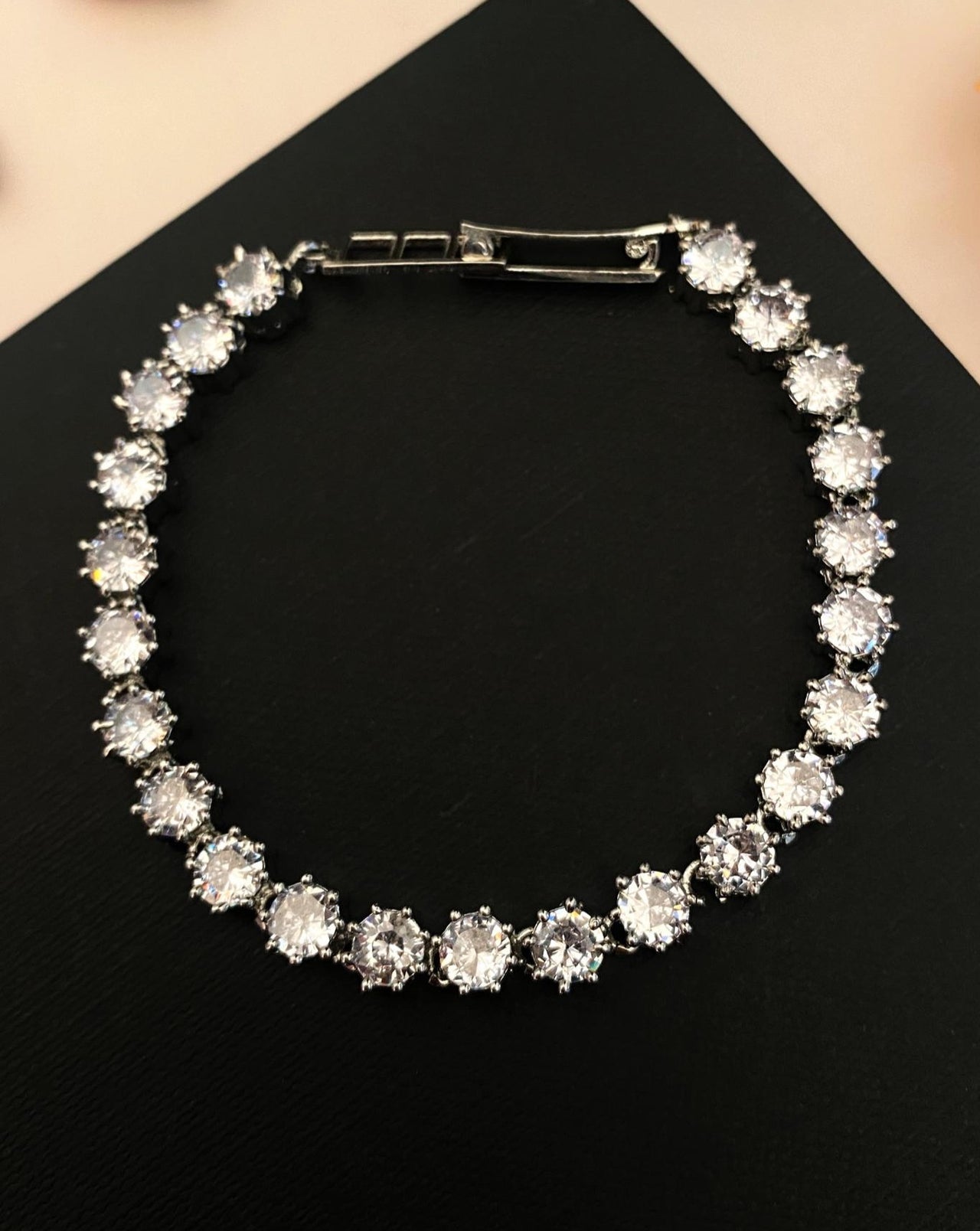 Buy Niscka Designer White American Diamond (Ad) Openable Bracelet online