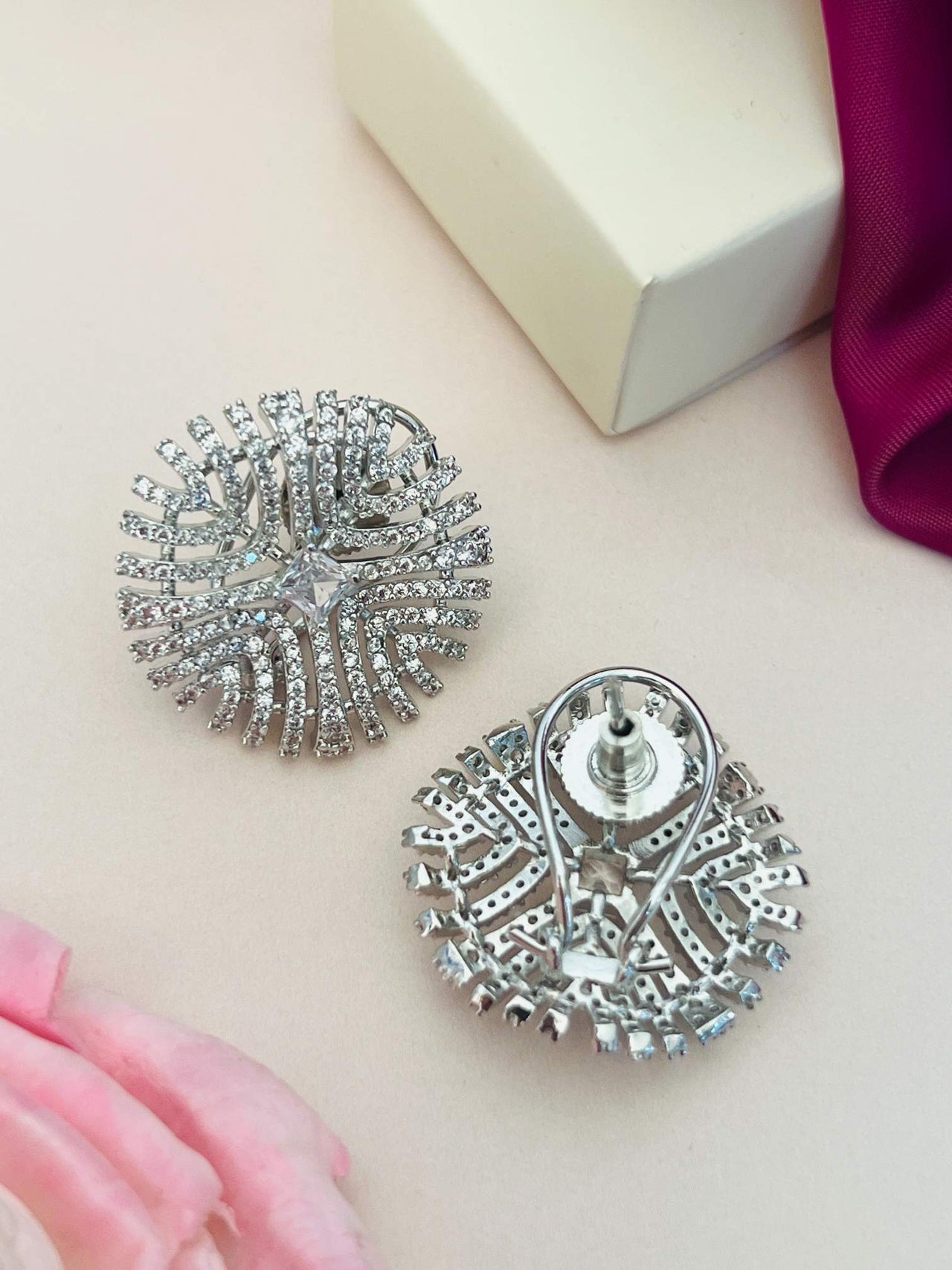 Mesmerizing American Diamond Silver Plated Party Earring
