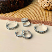 Thumbnail for Adorable Silver Oxidised Pack of 3 Pairs Toe Rings Combo - Abdesignsjewellery