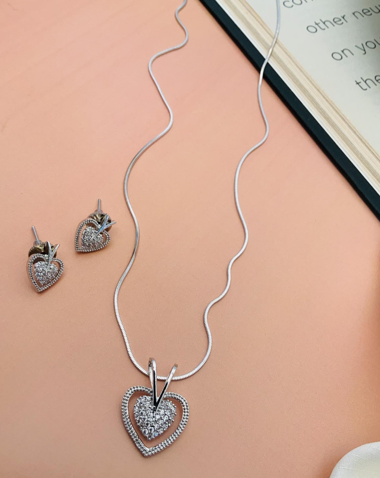 Heart Shape Silver Plated Pendant Chain