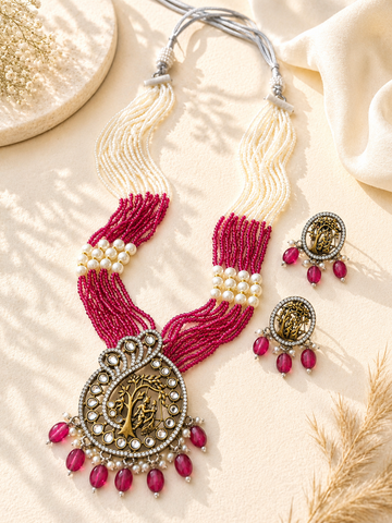 Multi Layer Pearl Mala Set – Festive Ethnic Glam | Abdesigns