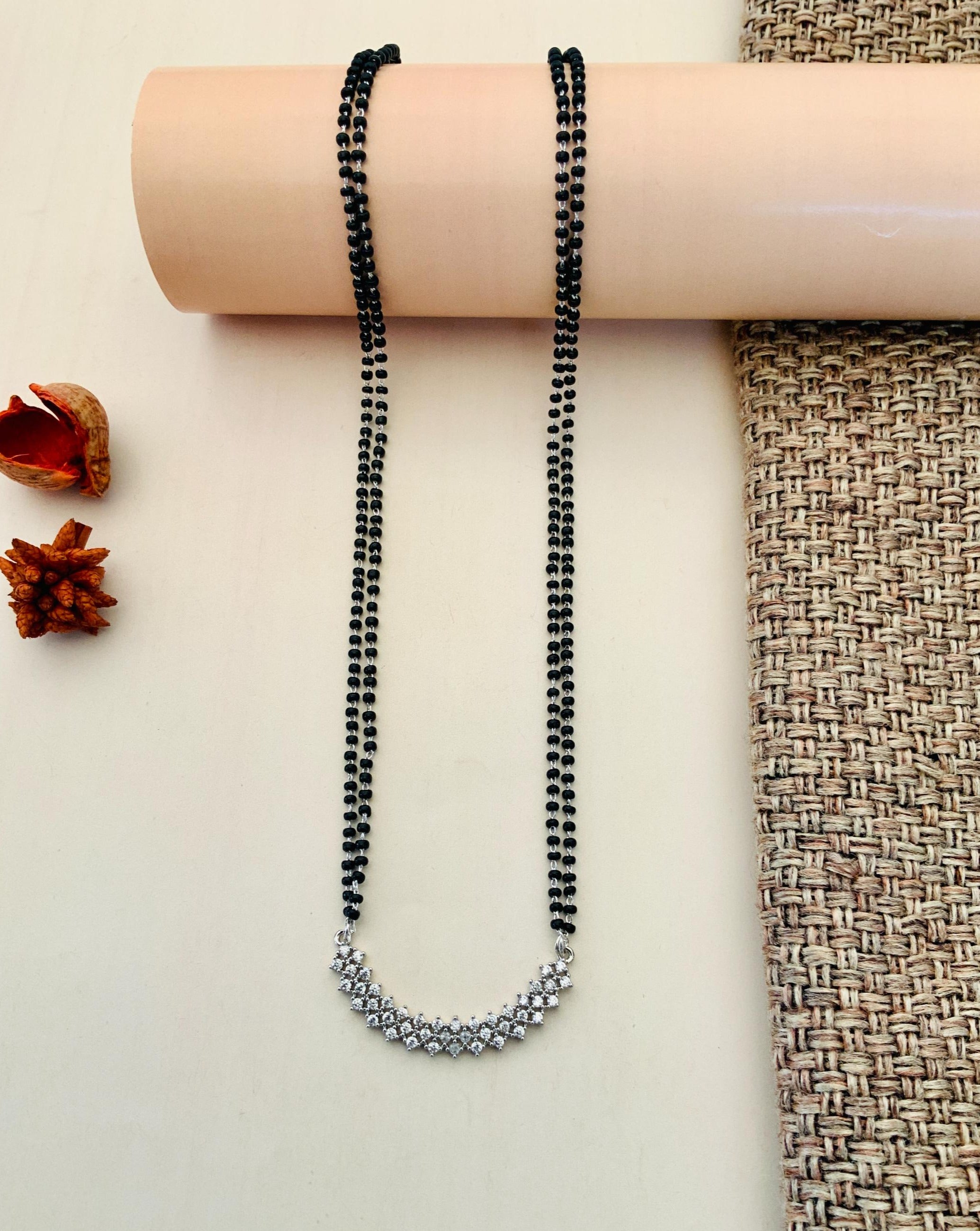 Bold Silver Plated American Diamond Mangalsutra - Abdesignsjewellery