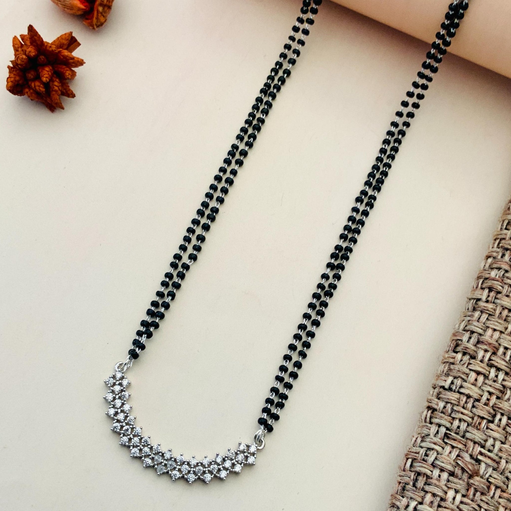 Bold Silver Plated American Diamond Mangalsutra - Abdesignsjewellery