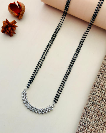 Bold Silver Plated American Diamond Mangalsutra - Abdesignsjewellery