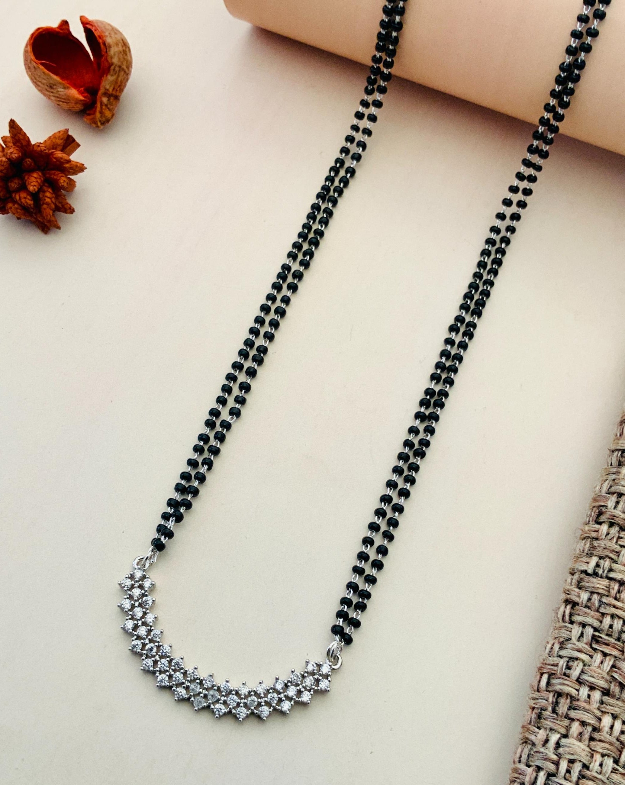 Bold Silver Plated American Diamond Mangalsutra - Abdesignsjewellery