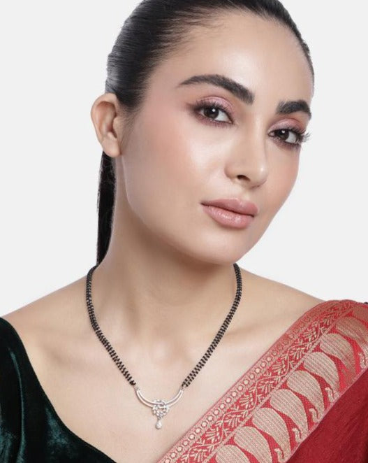 Solitaire Silver Plated American Diamond Mangalsutra