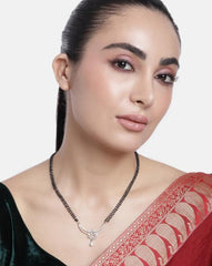 Solitaire Silver Plated American Diamond Mangalsutra