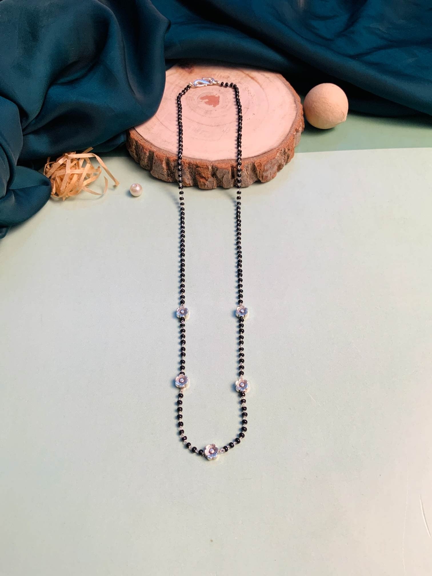 Classic Mini Flower Silver Plated Managalsutra - Abdesignsjewellery