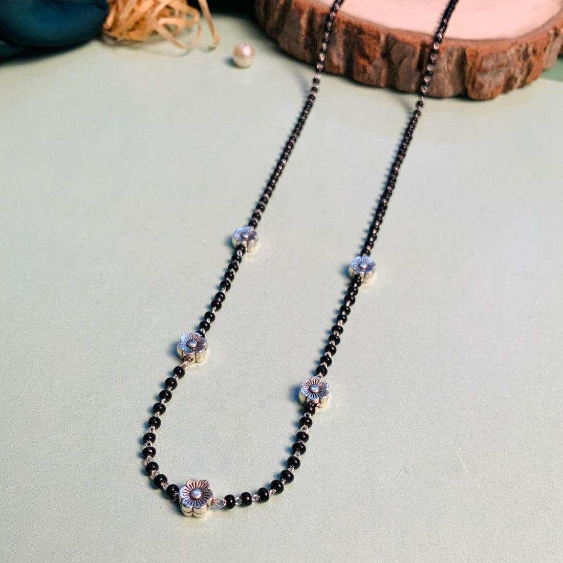 Classic Mini Flower Silver Plated Managalsutra - Abdesignsjewellery