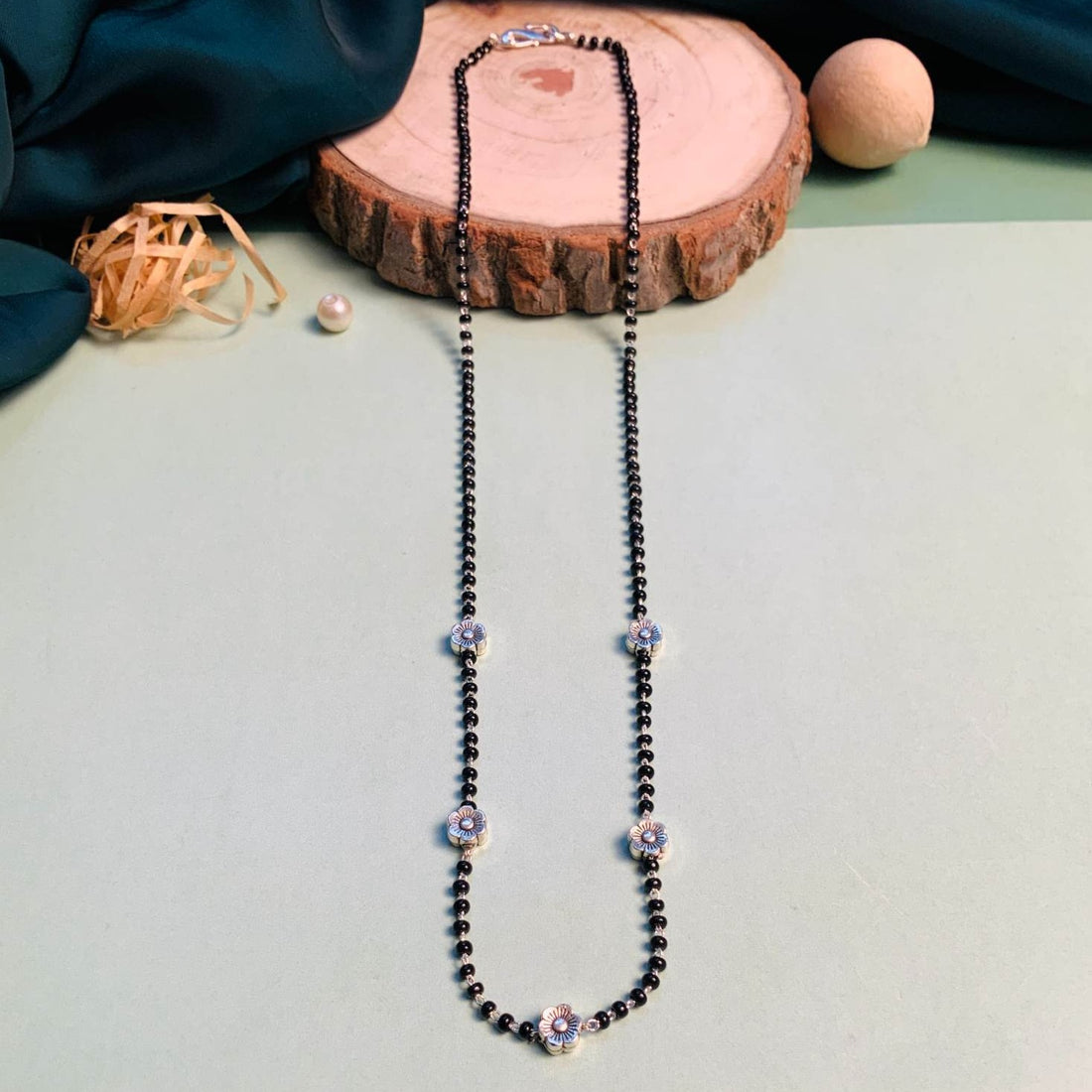 Classic Mini Flower Silver Plated Managalsutra - Abdesignsjewellery