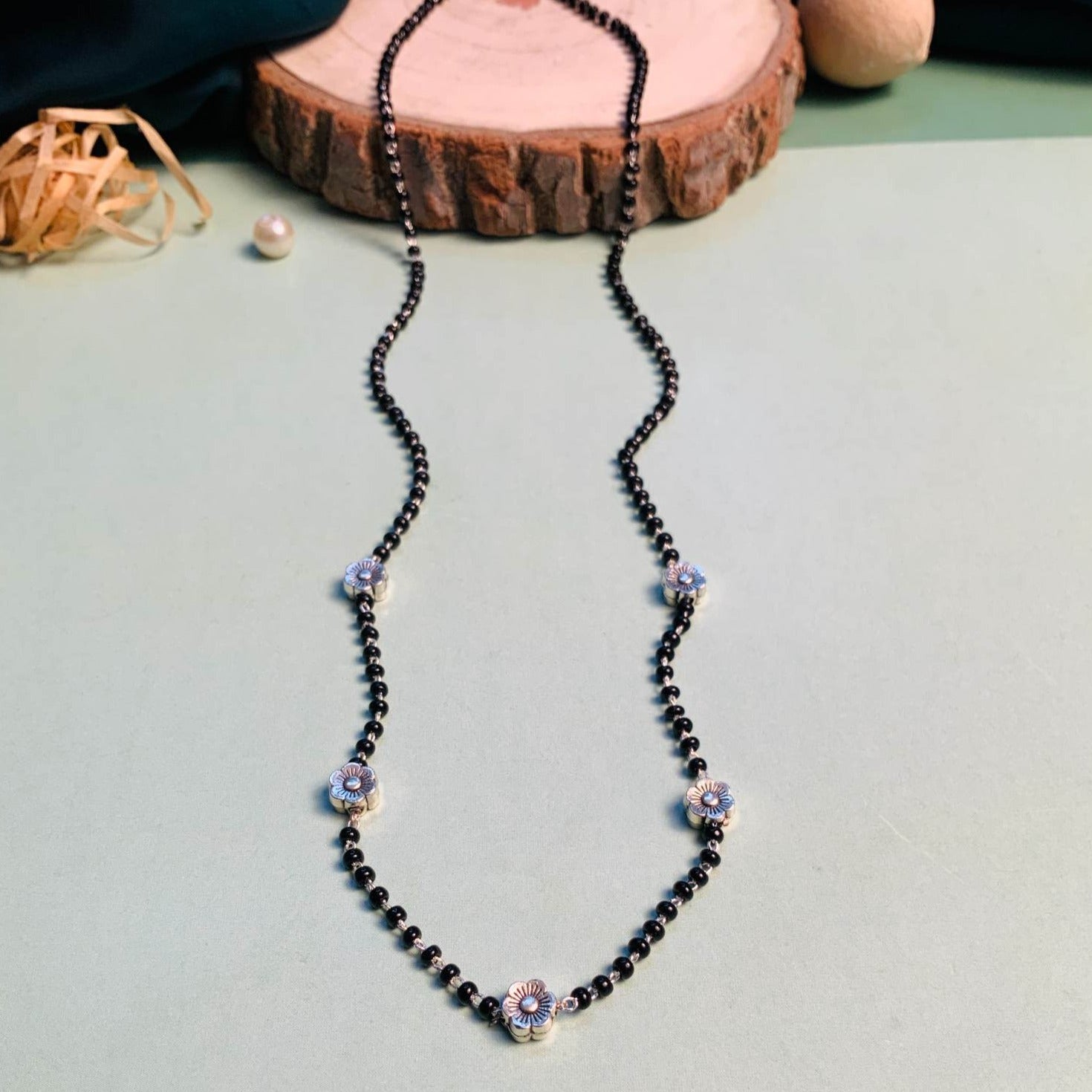 Classic Mini Flower Silver Plated Managalsutra - Abdesignsjewellery