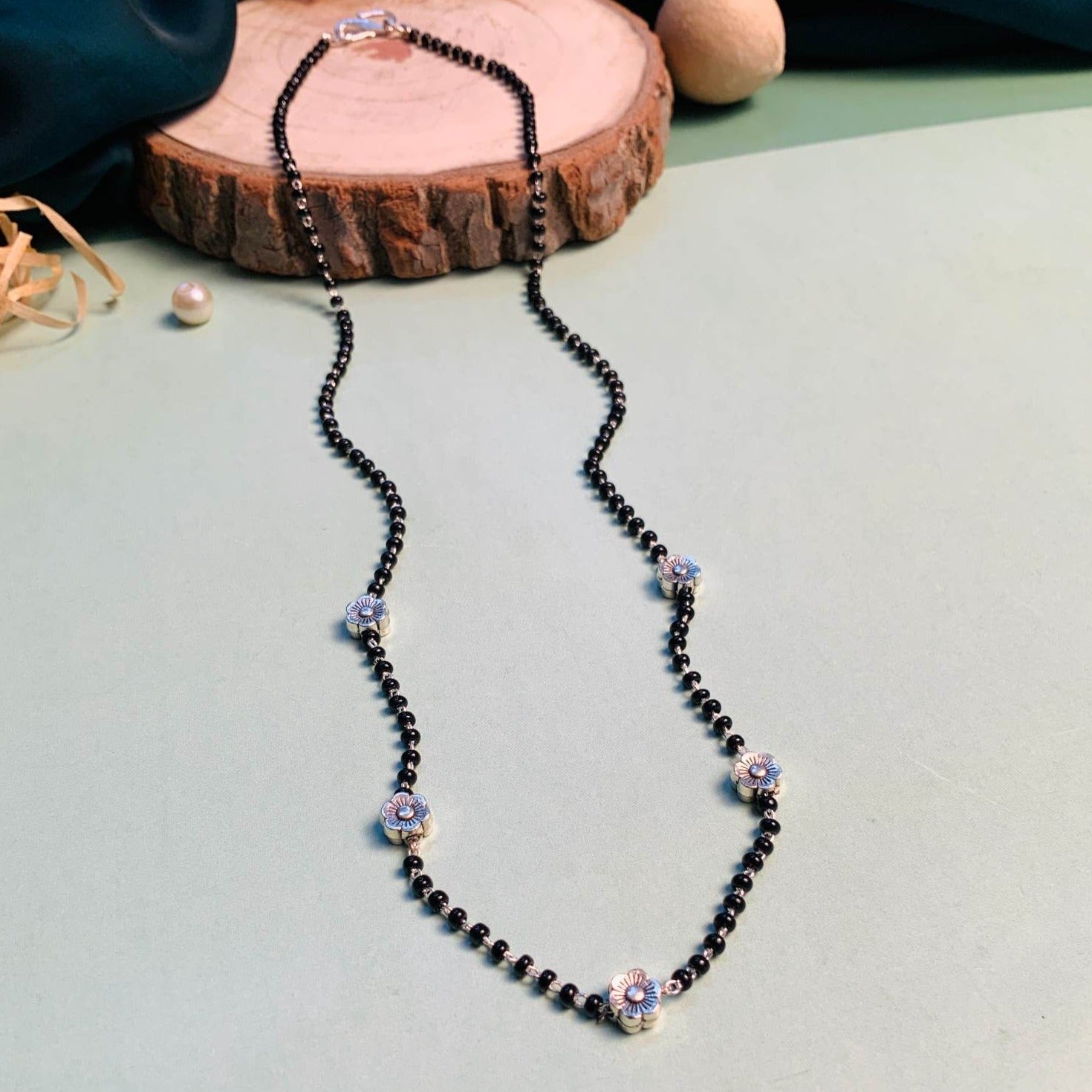 Classic Mini Flower Silver Plated Managalsutra - Abdesignsjewellery