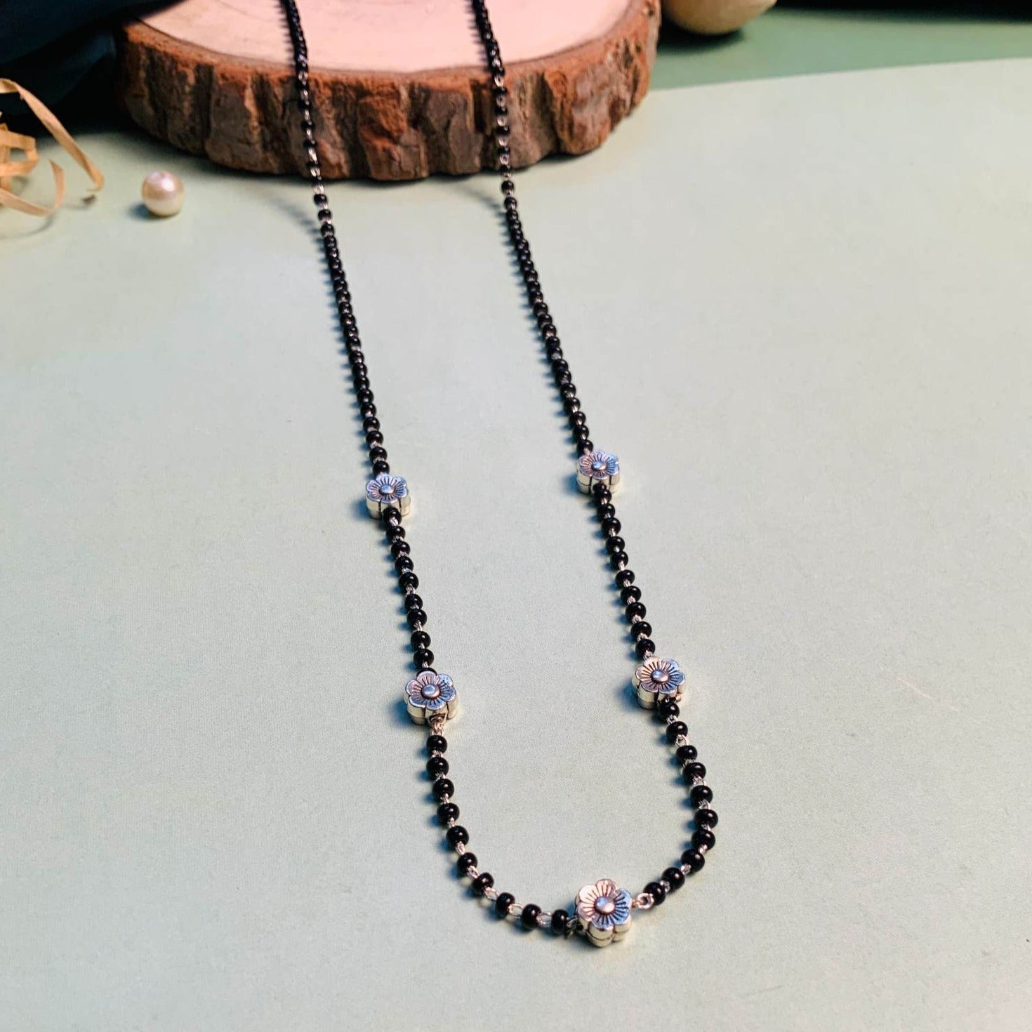 Classic Mini Flower Silver Plated Managalsutra - Abdesignsjewellery