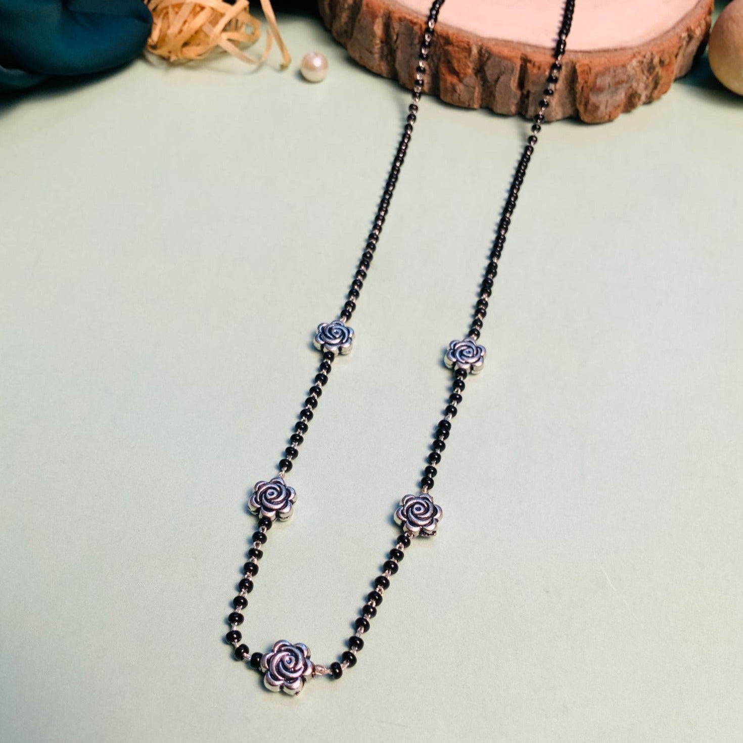 Eye-catching Silver Plated Rose Managalsutra - Abdesignsjewellery