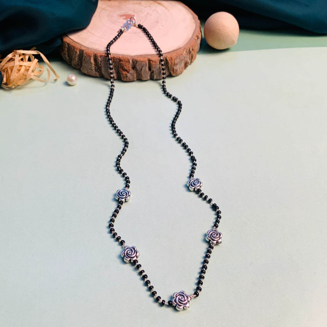 Eye-catching Silver Plated Rose Managalsutra - Abdesignsjewellery