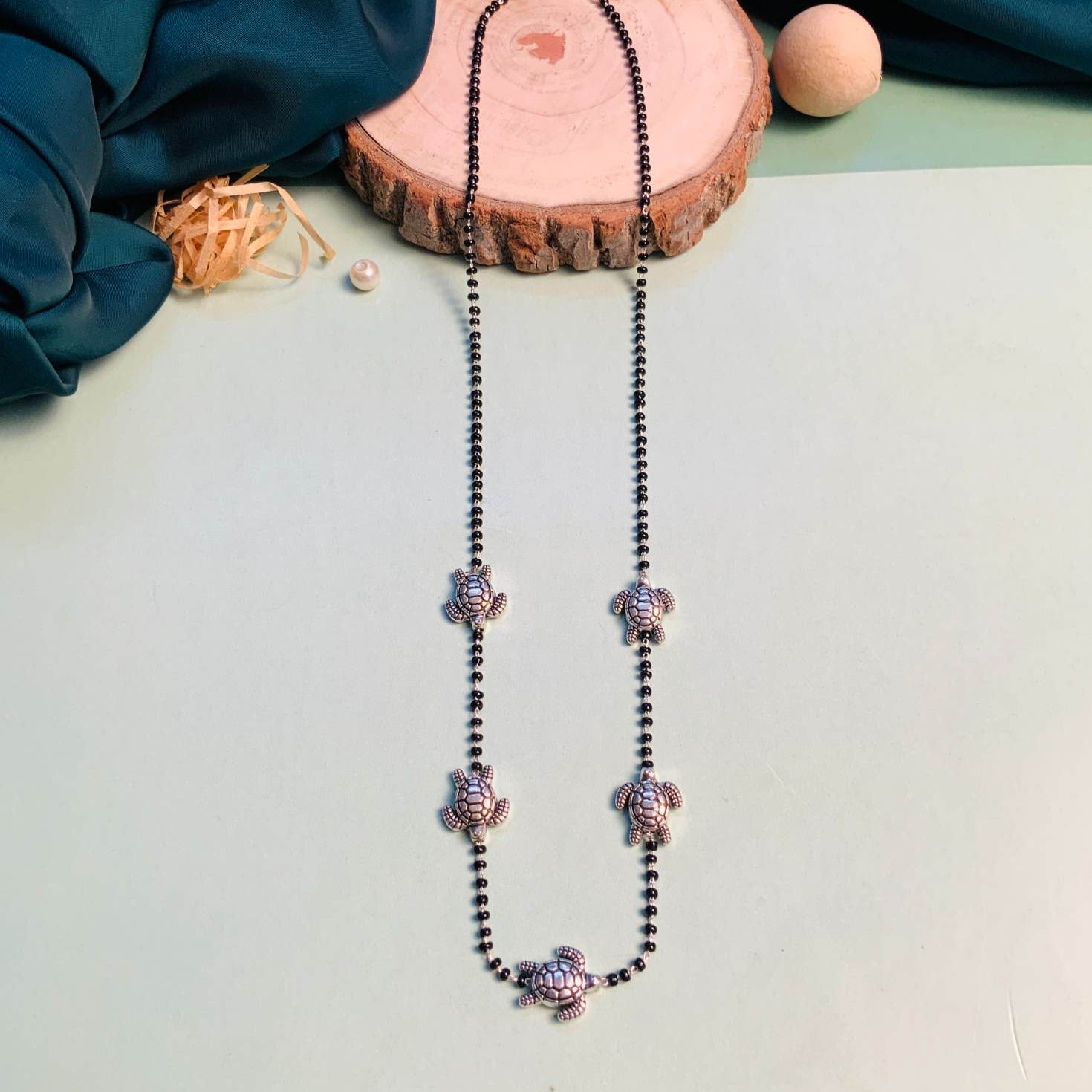 Elegant Silver Plated Turtle Managalsutra - Abdesignsjewellery
