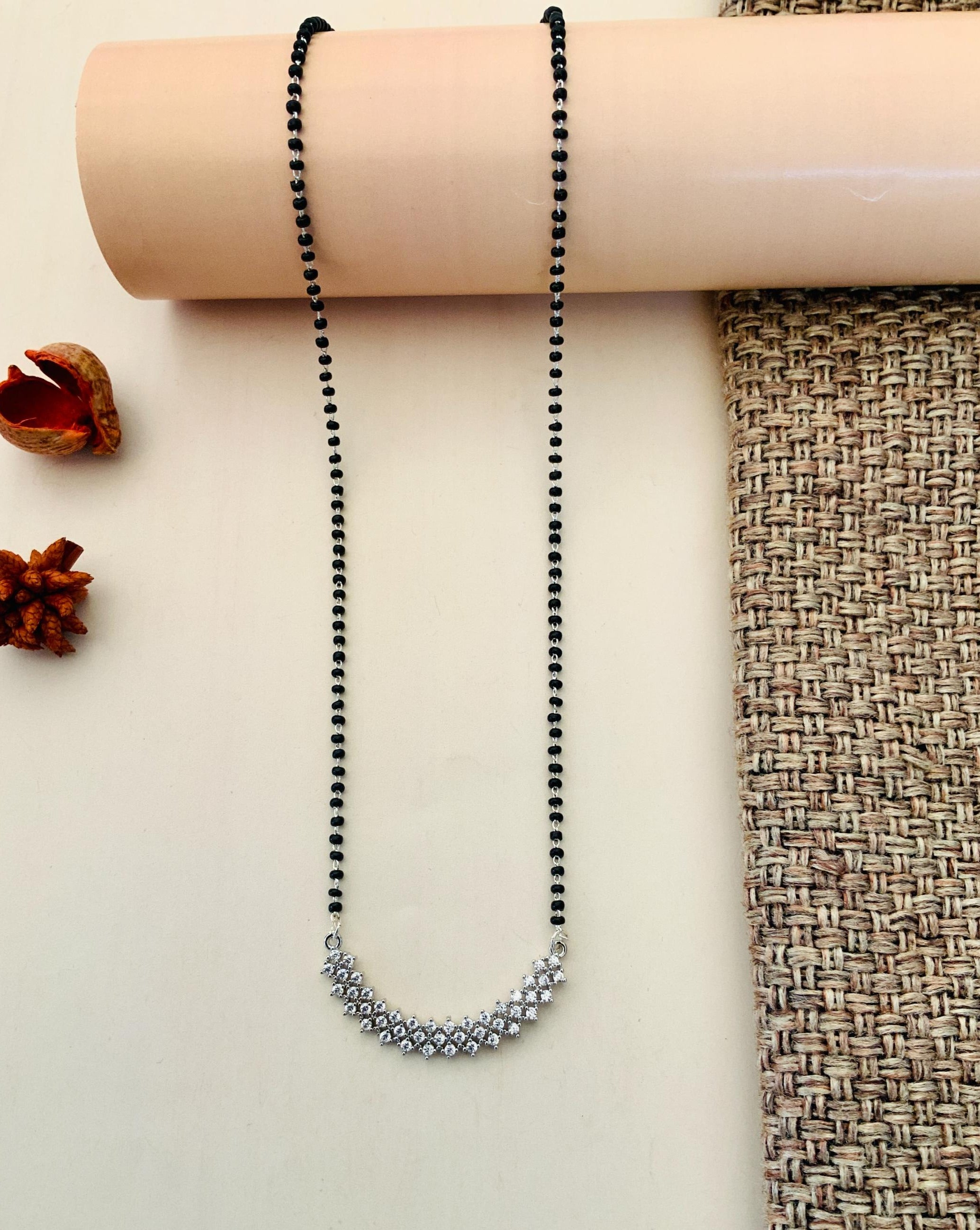 Bold Silver Plated American Diamond Mangalsutra - Abdesignsjewellery