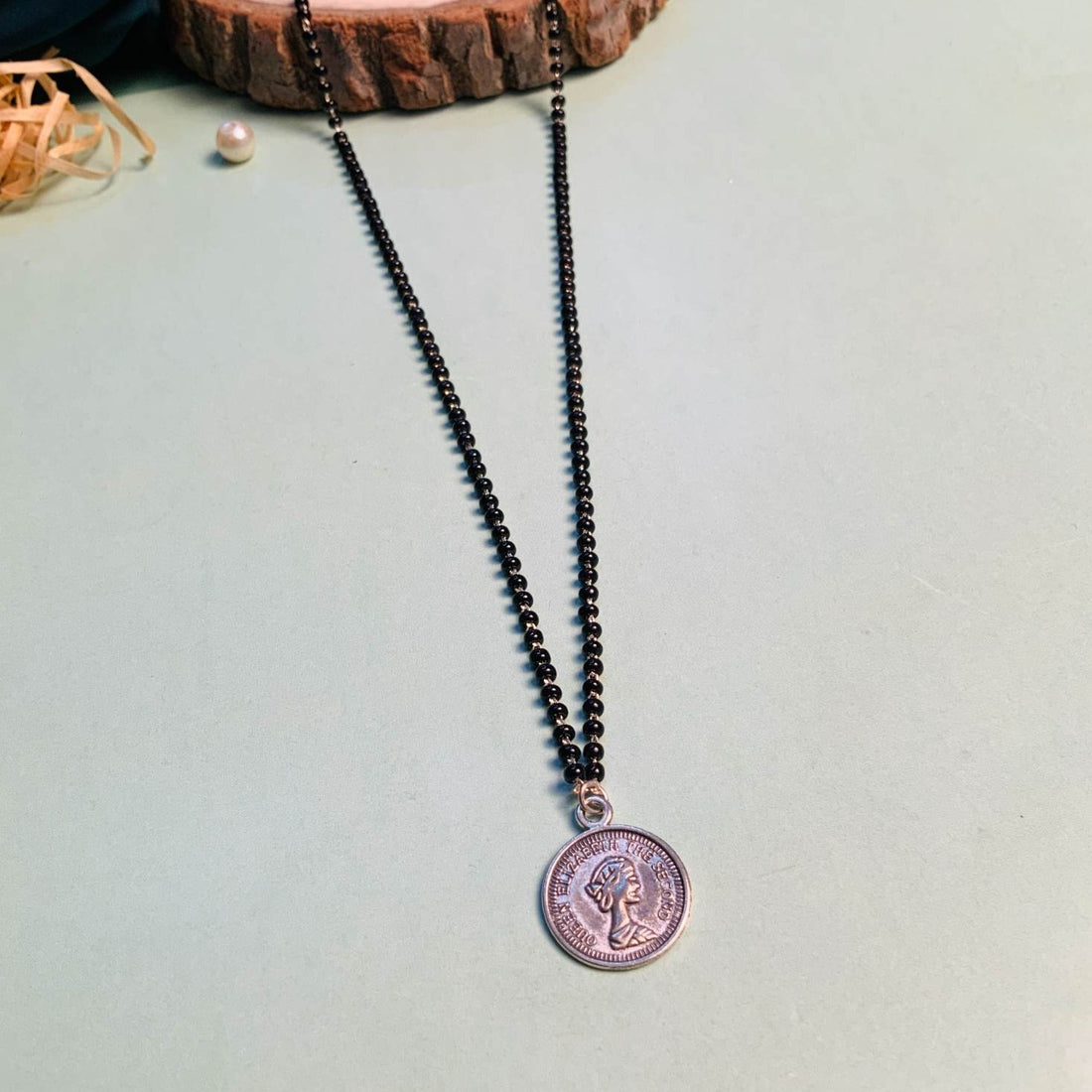Minimal Silver Plated Coin Managalsutra - Abdesignsjewellery