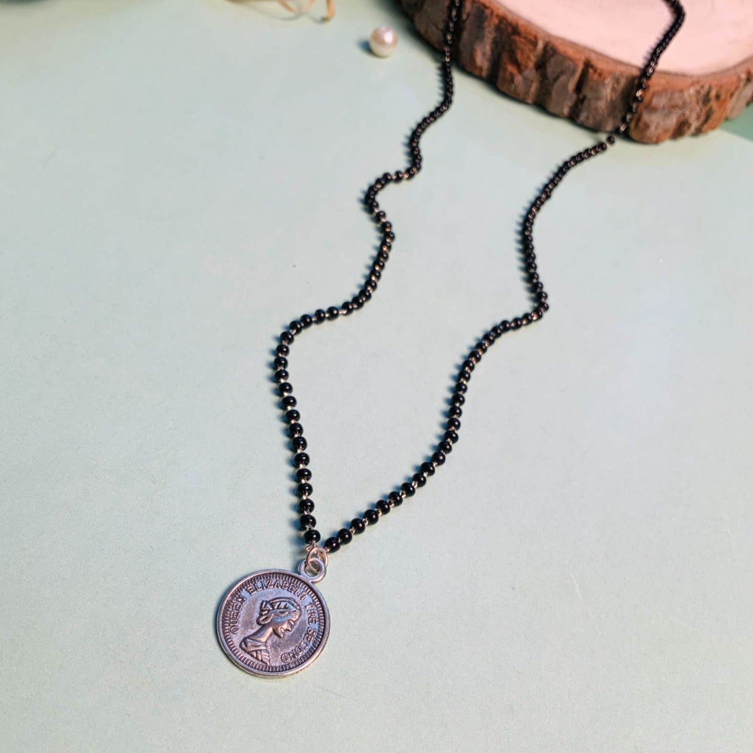 Minimal Silver Plated Coin Managalsutra - Abdesignsjewellery
