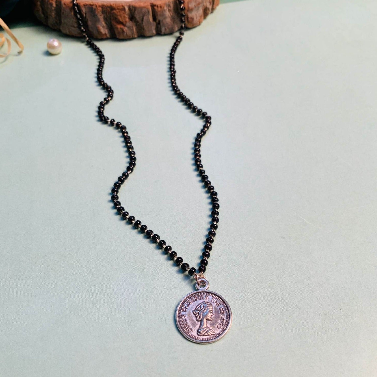 Minimal Silver Plated Coin Managalsutra - Abdesignsjewellery