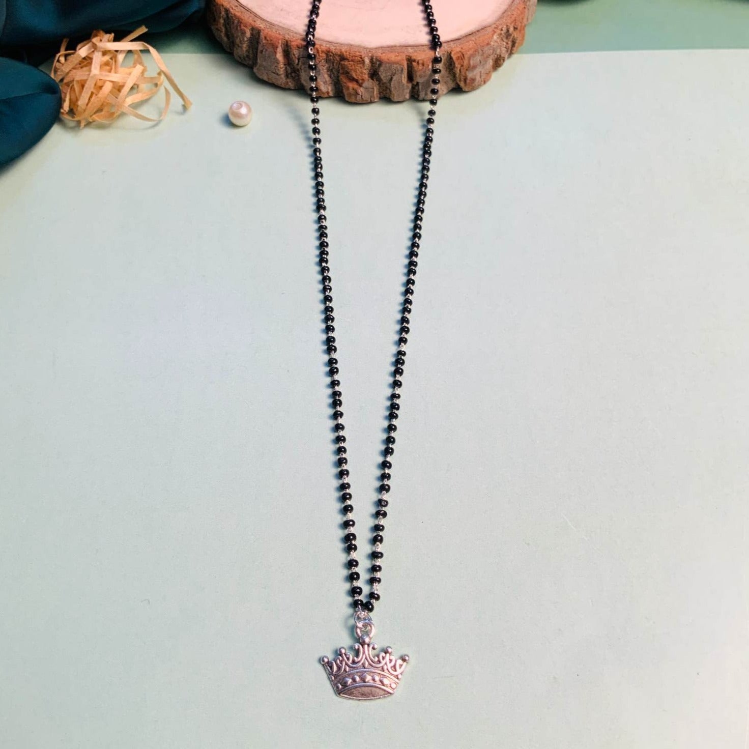 Graceful Silver Plated Crown Managalsutra - Abdesignsjewellery