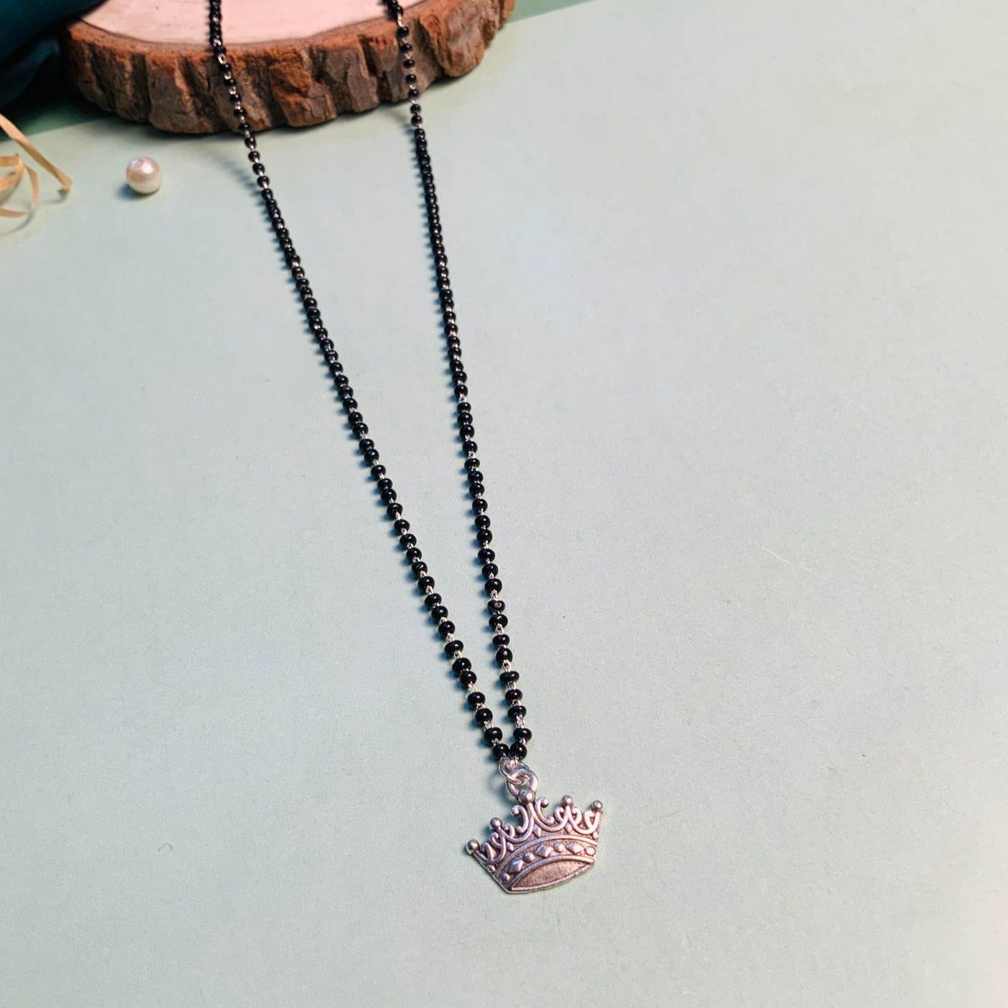 Graceful Silver Plated Crown Managalsutra - Abdesignsjewellery